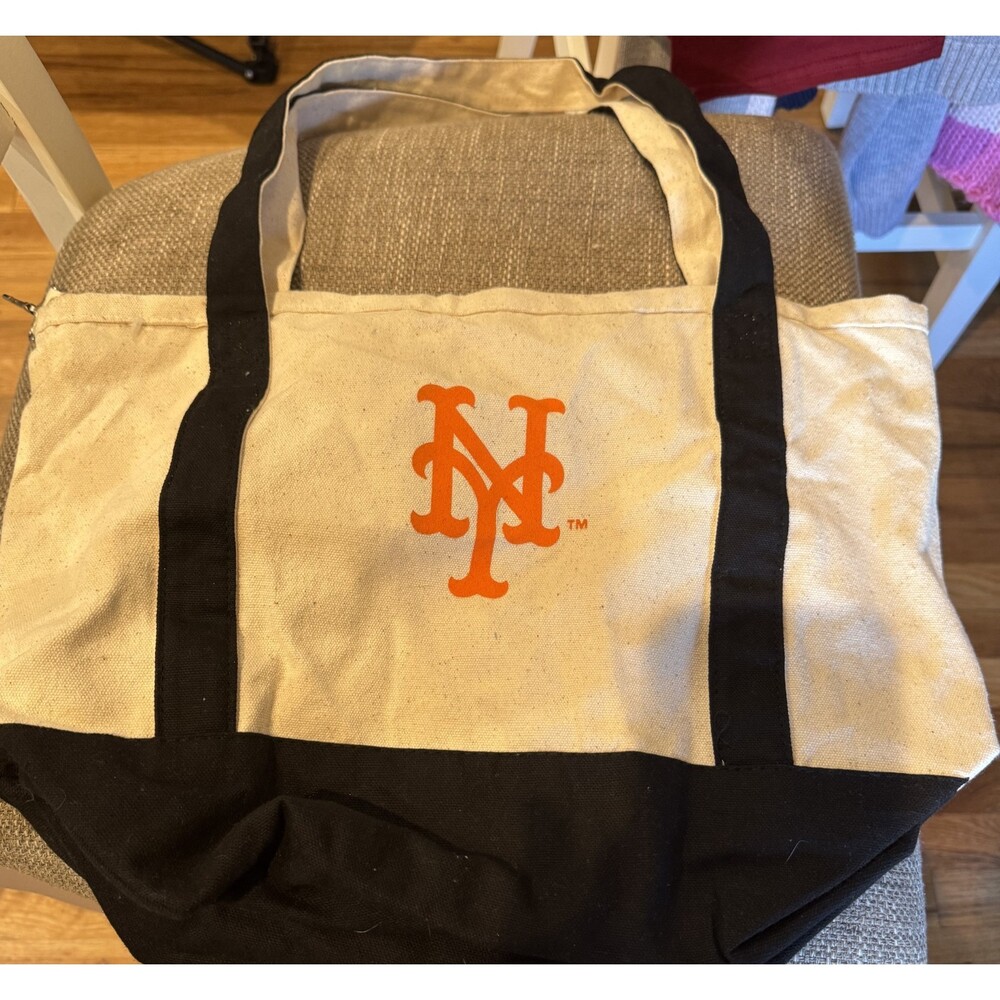 New York Mets Tan/Black Canvas Tote Bag 16" x 12"